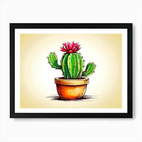 Cactus In Pot Art Print