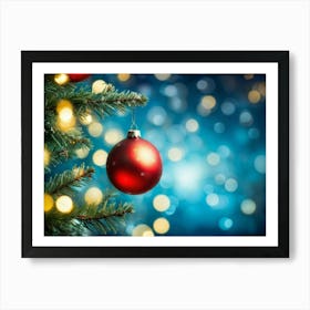 Christmas Tree Ball Background Holiday Merry Celebration Pine Ornament Glow Happy Design (17) Art Print