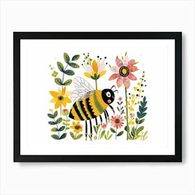 Little Floral Honey Bee 1 Art Print