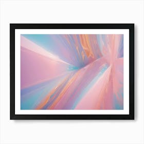 An Abstract Digital Art Piece Featuring A Swirling, Kaleidoscopic Pattern Of Pastel Pink, Blue, And Orange Colors Art Print