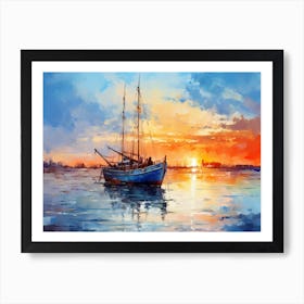 Sunset Sailboat Art Print