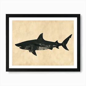 Bigeye Thresher Shark Grey Silhouette 2 Art Print