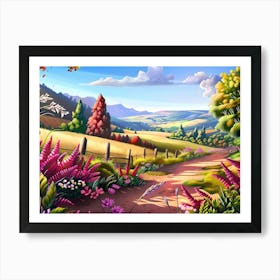 Floral Countryside Trail Art Print