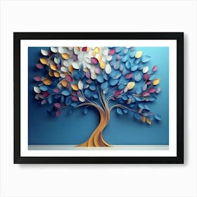 Colorful Tree With Leaves On Hanging Branches 1 Art Print