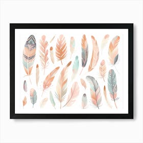 Watercolor Feathers 10 Art Print