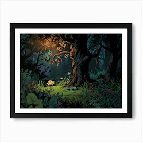 Forest At Night 1 Art Print