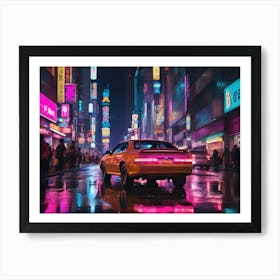 Neon City Paintings Art Print Art Print