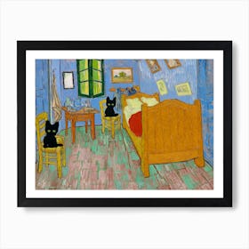 The Bedroom With Black Cats, Vincent Van Gogh Inspired  Art Print