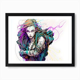 Girl With Long Hair Art Print