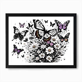 Black And White Butterflies 10 Art Print