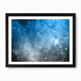 Blue And Grey Galaxy Space Background Art Print