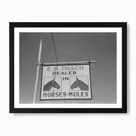 Sign Of Horse And Mule Dealer, Eudora, Arkansas By Russell Lee Art Print