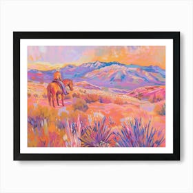 Cowboy Painting Sierra Nevada Mountains 4 Art Print