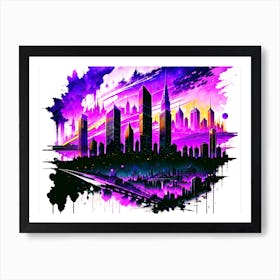 Purple Cityscape Art Print