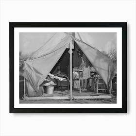 Construction Worker S Wife Ironing In Her Tent Home, Mission Valley, California, About Three Miles From San Diego By Art Print