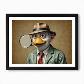 Duck With Magnifying Glass Art Print