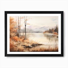 A Painting Of A Lake In Autumn 37 Art Print