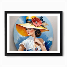 Shy Woman In A Hat Art Print