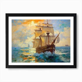 Sailing Ship In The Ocean Art Print