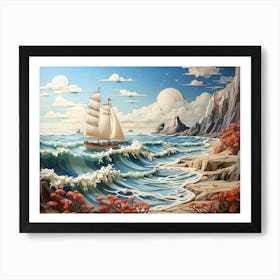 Ship In The Sea Art Print