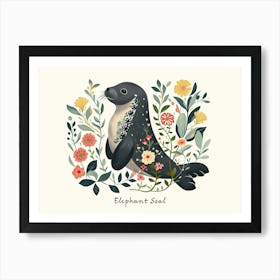Little Floral Elephant Seal 2 Poster Art Print