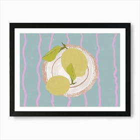 Lemons On Plate Poster