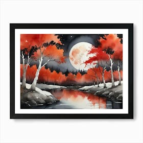 Moonlight Over The River 3 Art Print