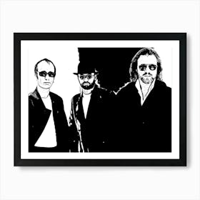 Bee Gees Band Music Legend Black In White Art Print