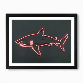 Neon Red Mako Shark 2 Art Print