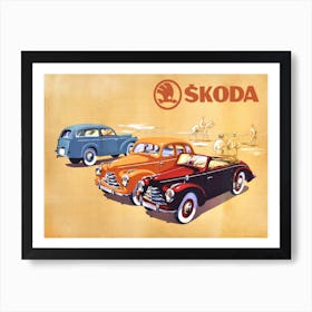 Skoda Car Vintage Advertising Poster Art Print