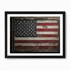 American Flag Rendered In Black And White With Subtle Red Stars Against A Smudged Vintage Backdrop R (4) Art Print