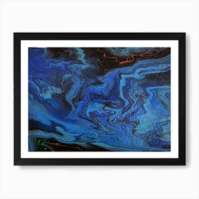 Blue And Black Swirls 1 Art Print
