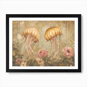 Floral Animal Illustration Jellyfish 1 Art Print