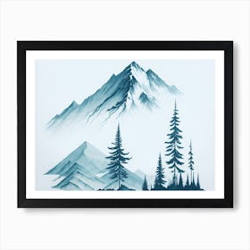 Mountain And Forest In Minimalist Watercolor Horizontal Composition 79 Art Print