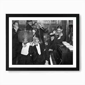 Prohibition, Wild Night At The Speakeasy, Saloon, Bar Cart Decor, Vintage Black and White Old Photo Art Print