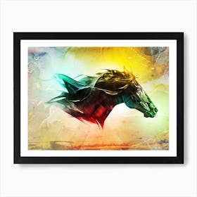 Horse Art Illustration In A Photomontage Style 03 Art Print