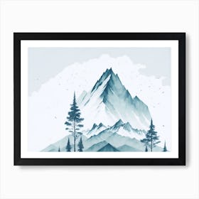 Mountain And Forest In Minimalist Watercolor Horizontal Composition 185 Art Print