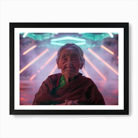 Shantiva zaga, a meditation In Neon Art Print