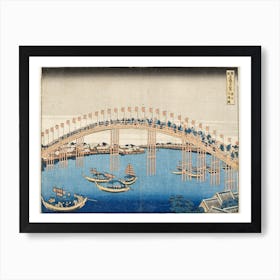 Tenman Bridge At Settsu Province , Katsushika Hokusai Art Print