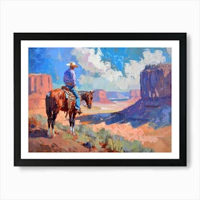 Cowboy In Monument Valley Arizona 1 Art Print