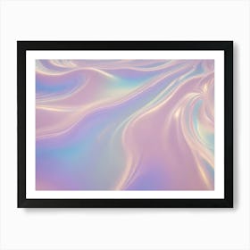 Abstract Image Of A Flowing, Iridescent Surface In Shades Of Pink With Blue And White Highlights Art Print