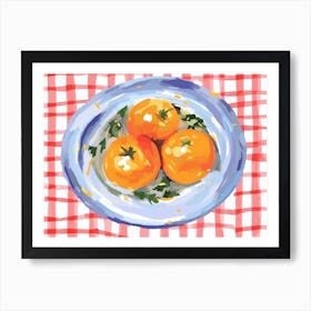 A Plate Of Bell Peppers, Top View Food Illustration, Landscape 1 Art Print