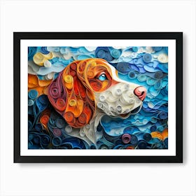 Basset Hound Paper Quilling Portrait II Art Print