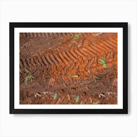 Texture Of Brown Mud With Tractor Tyre Tracks 5 Art Print