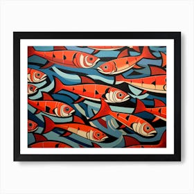 Hunzinator School Of Coho Salmon Picasso Style Art Covering The 2a5be679 Adae 43bf 9bd7 3cf97a675e6d Art Print