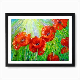 Poppies in the sunlight Art Print