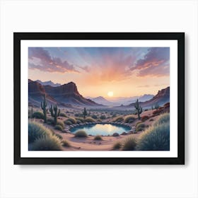 Sunset In The Desert 3 Art Print