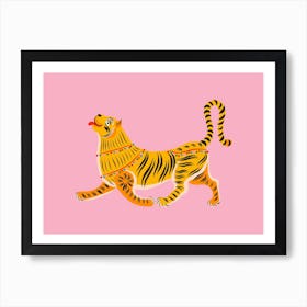 Happy Tiger Pink Art Print