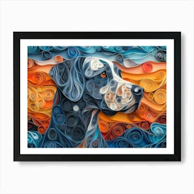 Great Dane Paper Quilling Dog Portrait II Art Print