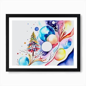 Watercolor Christmas Tree Art Print